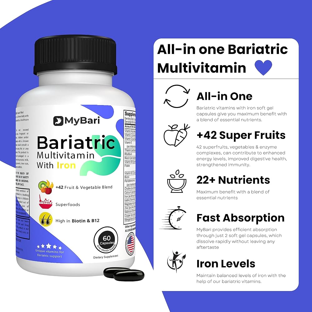 MyBari All-in-One Bariatric Multivitamin with Iron - 60 Capsules - image 2