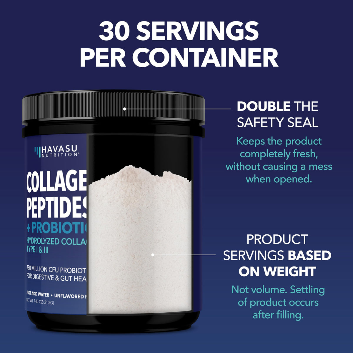 Havasu Nutrition Collagen Peptides Powder with Probiotics - 7.4 oz - image 4