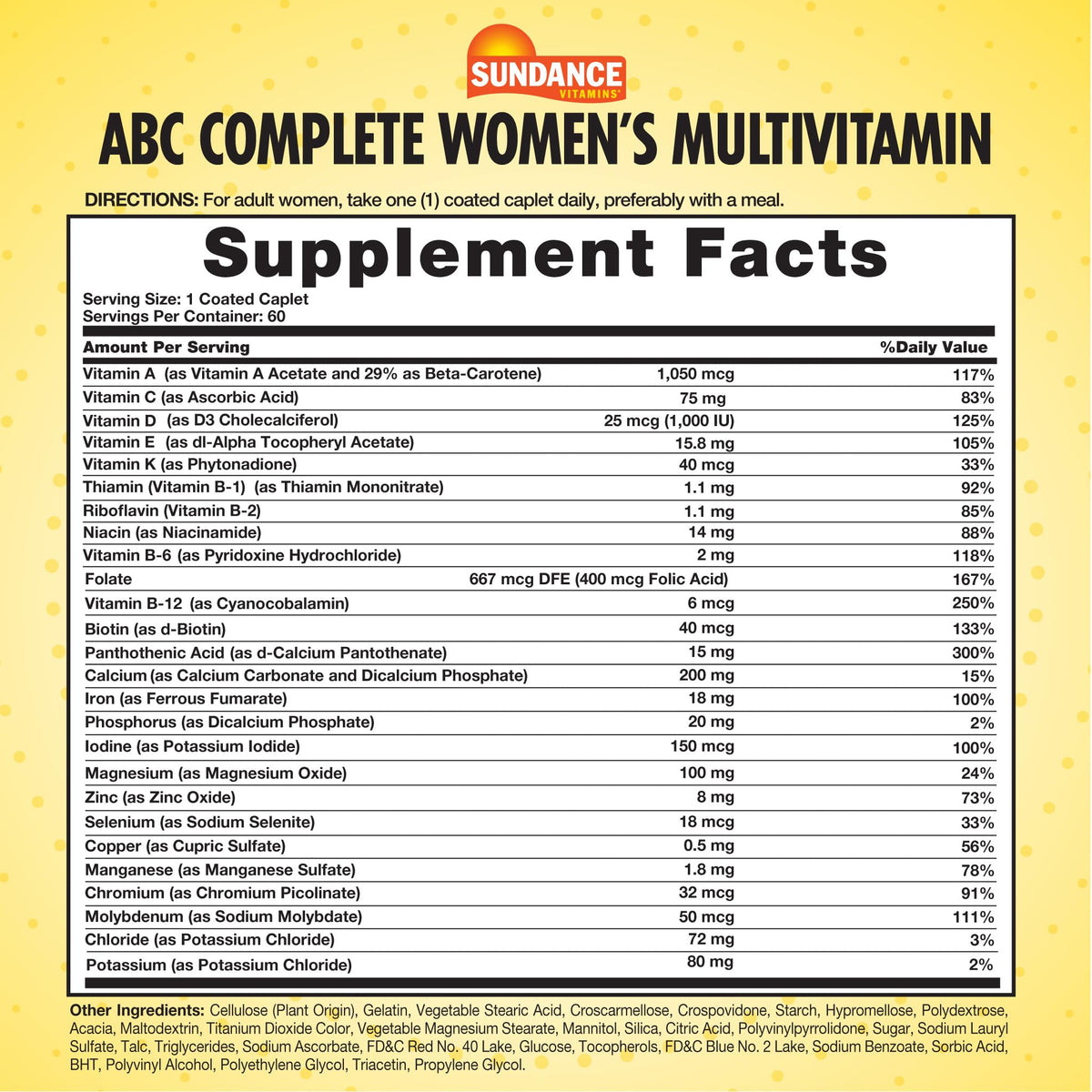 Sundance Women's ABC Complete Multivitamin & Mineral Formula - 60 Caplets - image 2