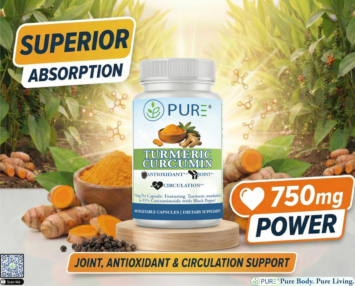 PURE Turmeric Curcumin 750 mg - 180 Vegetable Capsules - image 2