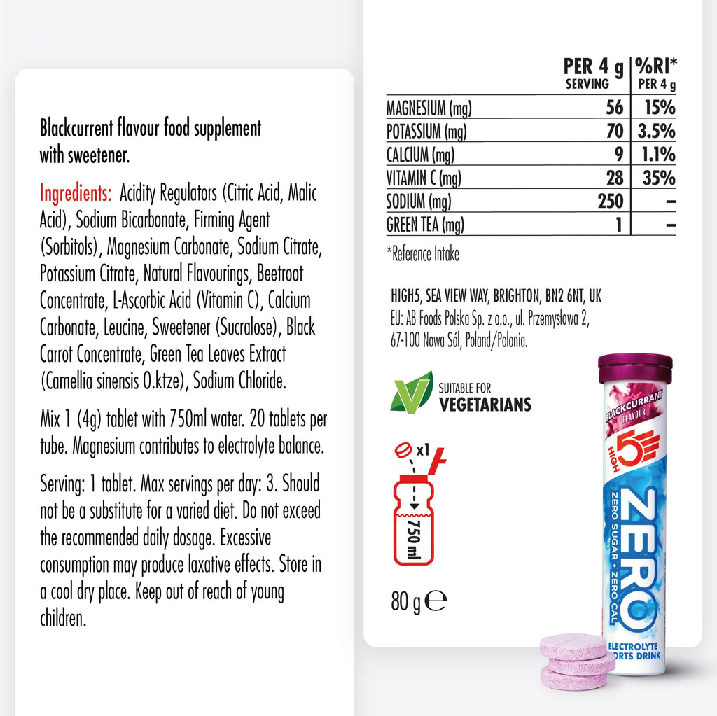 HIGH 5 Zero Electrolyte Tablets Blackcurrant Sugar Free - 20 Count - image 6