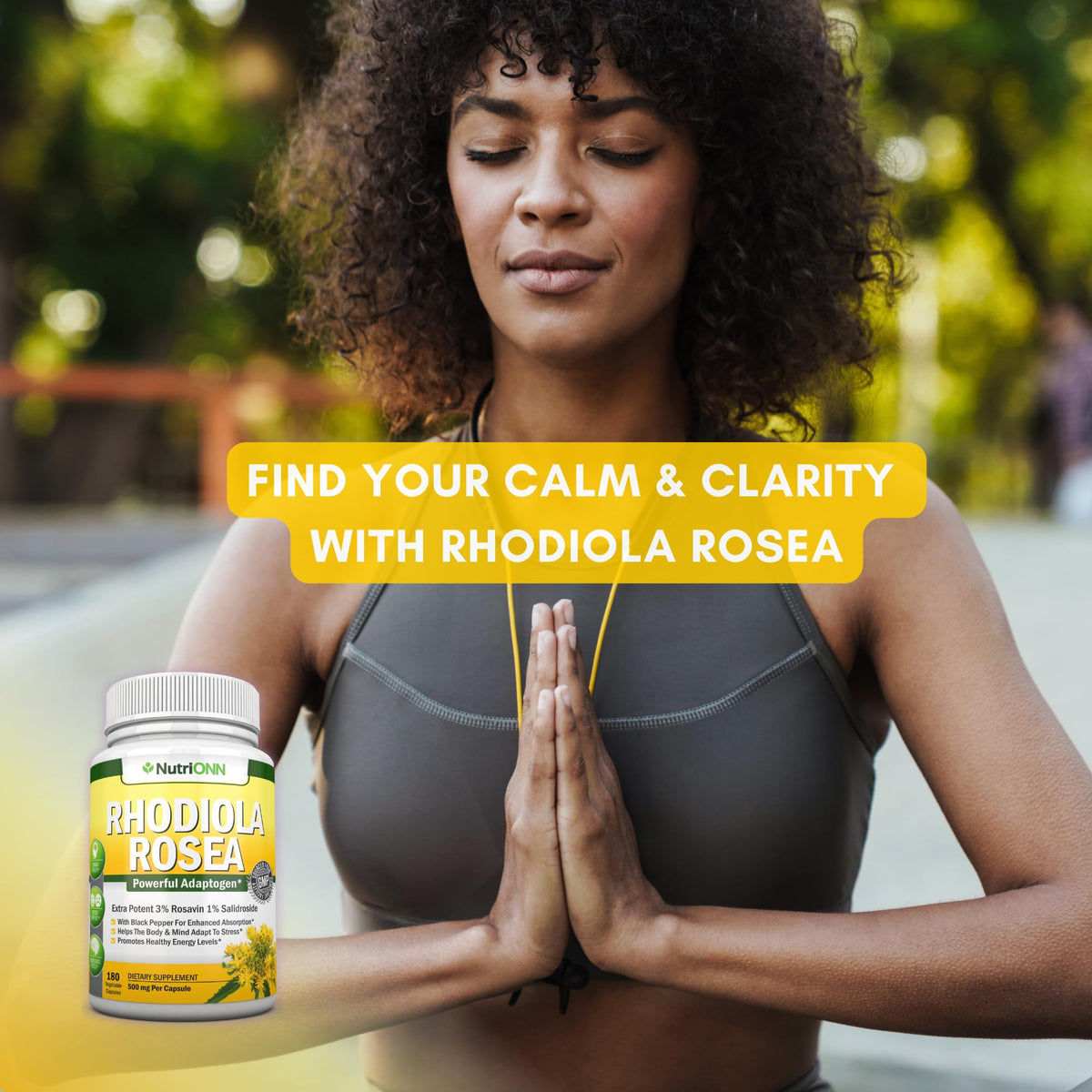 NutriONN Rhodiola Rosea 500mg Supplement - 180 Vegan Capsules - image 2