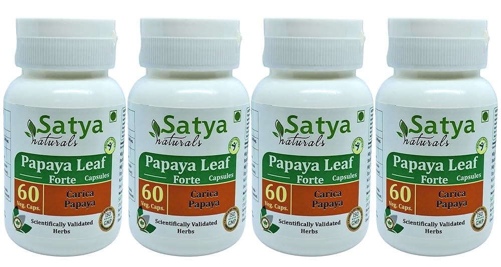 Satya Naturals Papaya Leaf Forte Capsules 500 mg. 60 Veg. Capsule