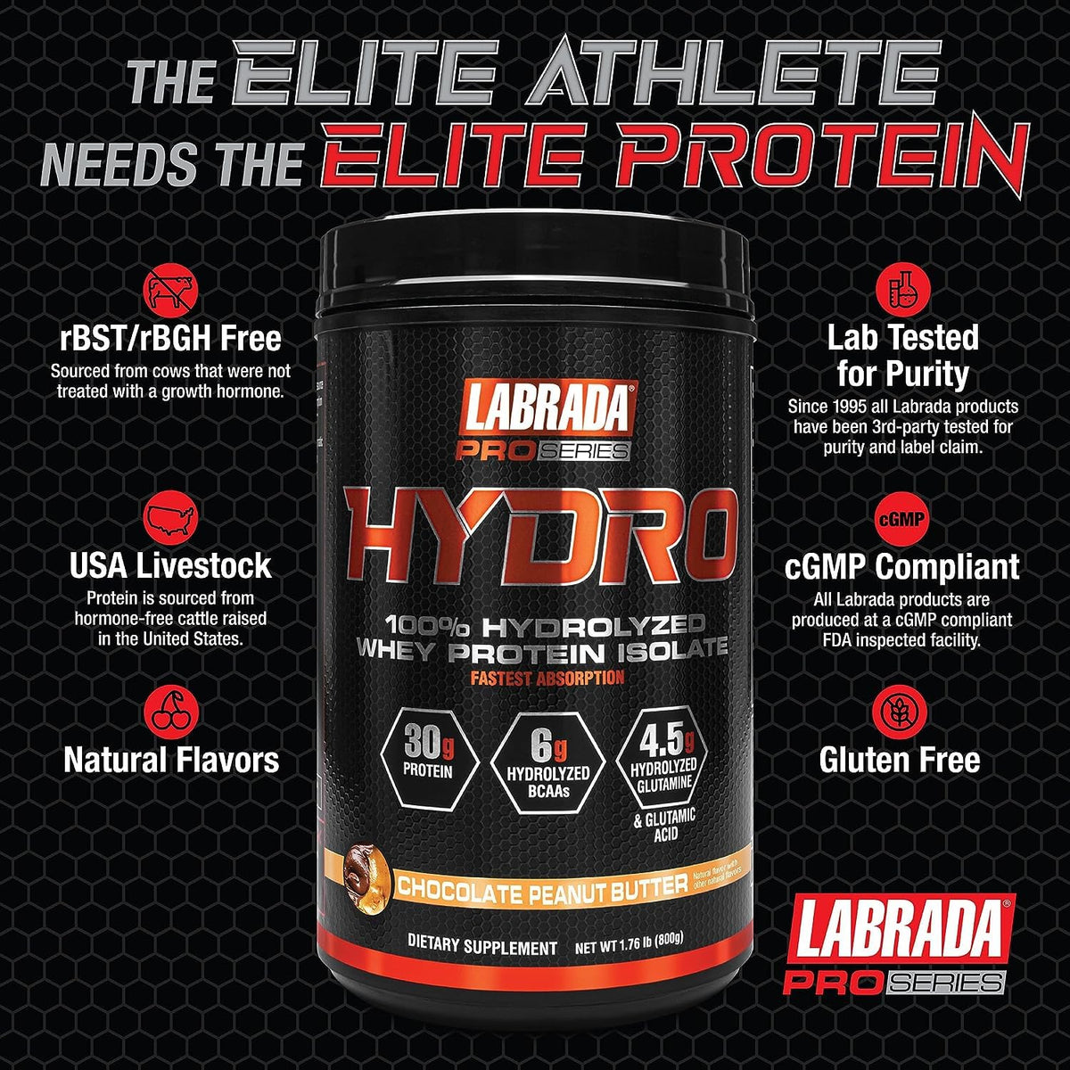 Labrada Hydro 100% Pure Hydrolyzed Whey Protein Isolate Powder