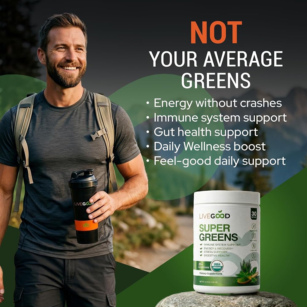 LIVEGOOD Daily Greens Powder Organic Blend for Digestion & Focus - 30 Servings - image 4