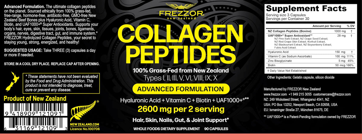 FREZZOR Collagen Peptides Grass-Fed New Zealand - 360 Capsules - image 2