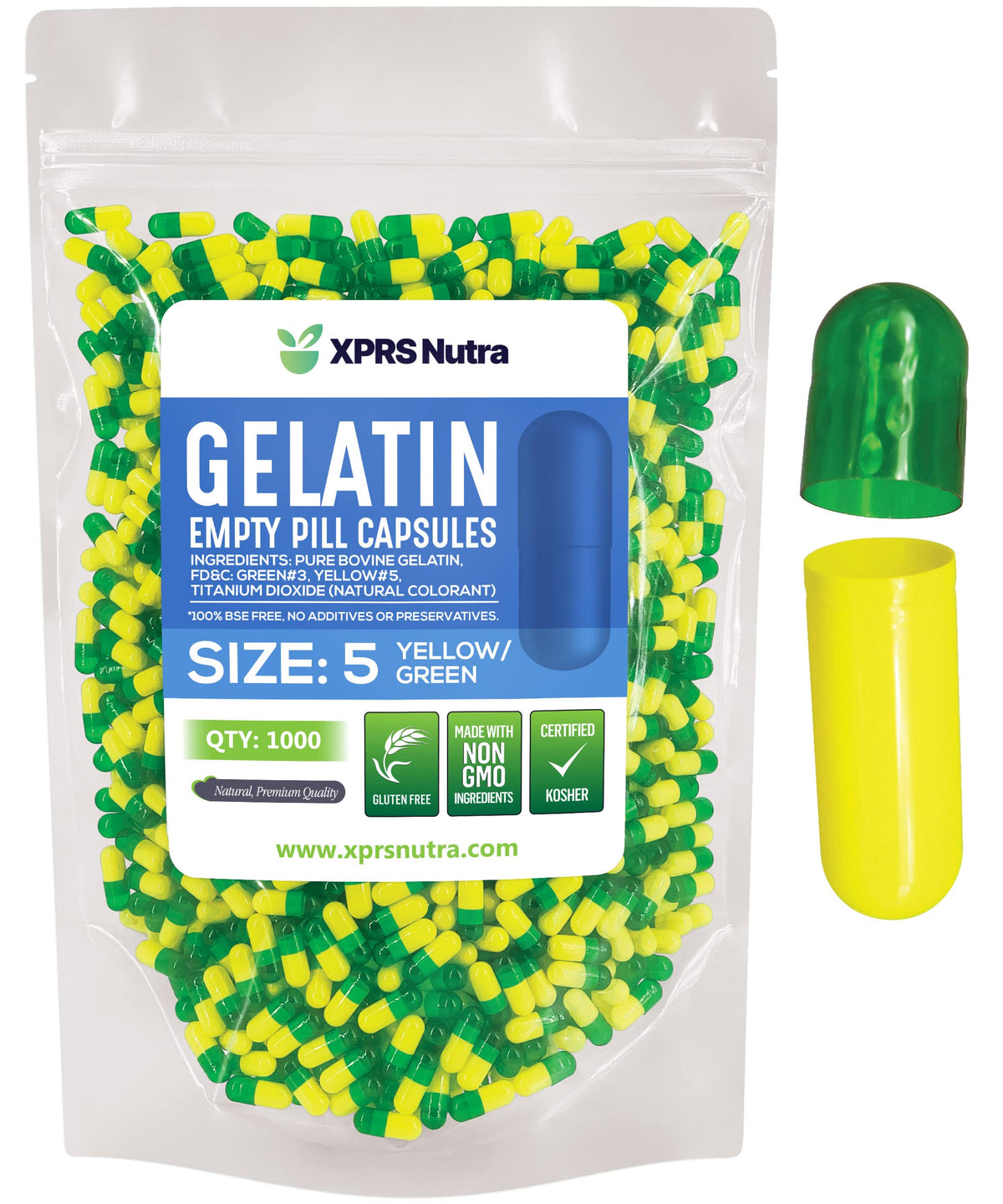 XPRS Nutra Size 5 Empty Gelatin Capsules - 1000 Count
