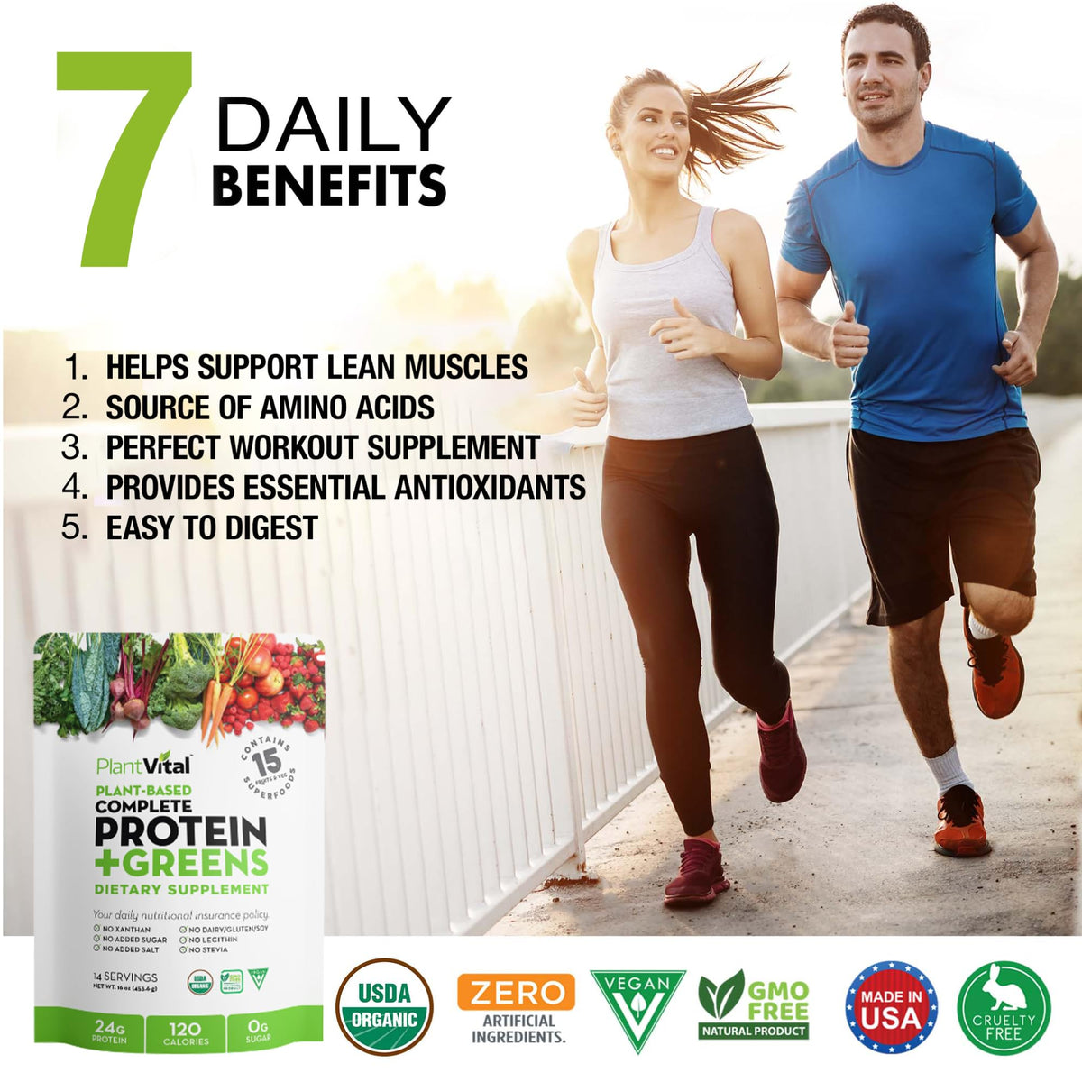 Plantvital Unflavored Organic Vegan Protein Powder - 18 Superfoods