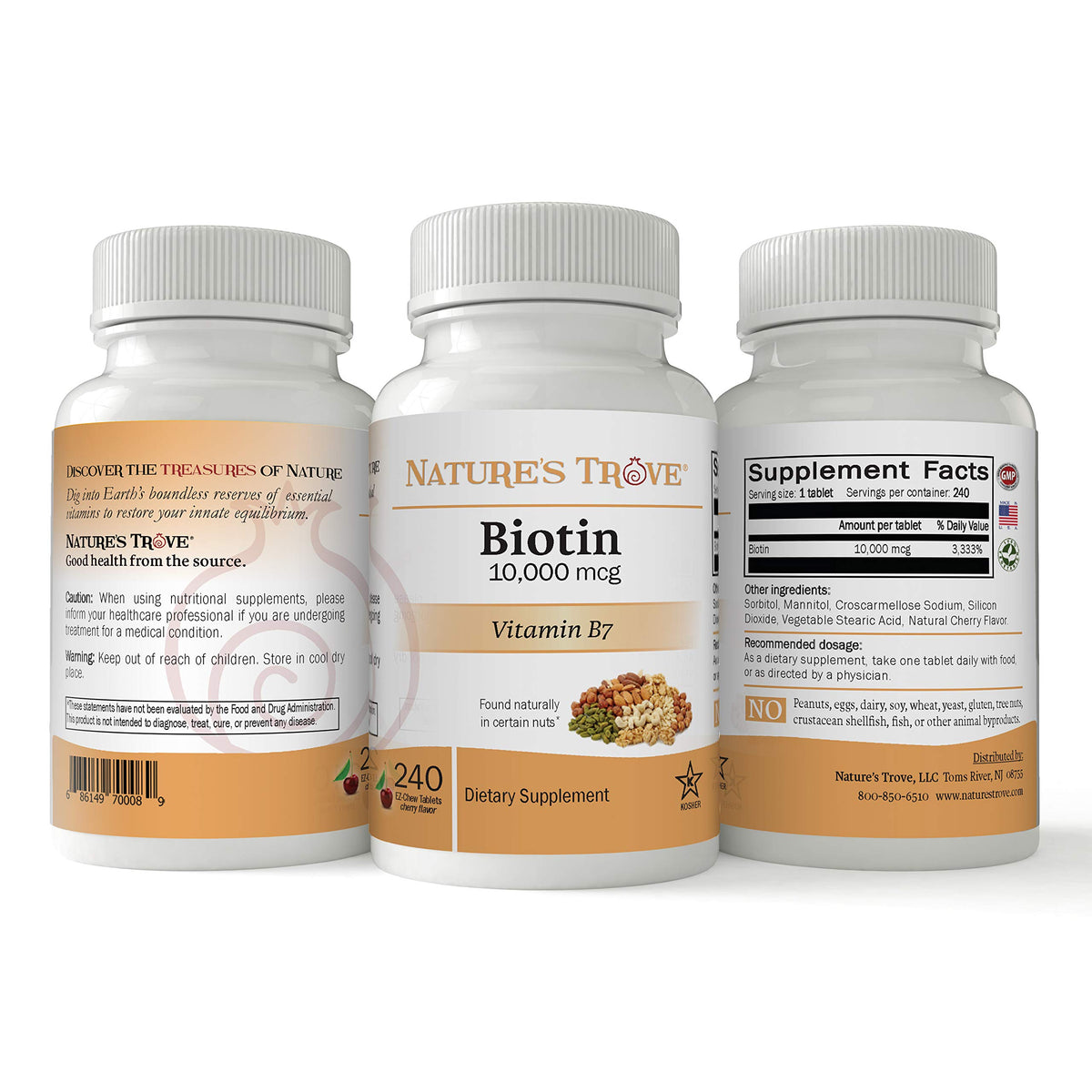 Nature's Trove Biotin 10,000 mcg Chewable Tablets - 240 Tablets - image 3