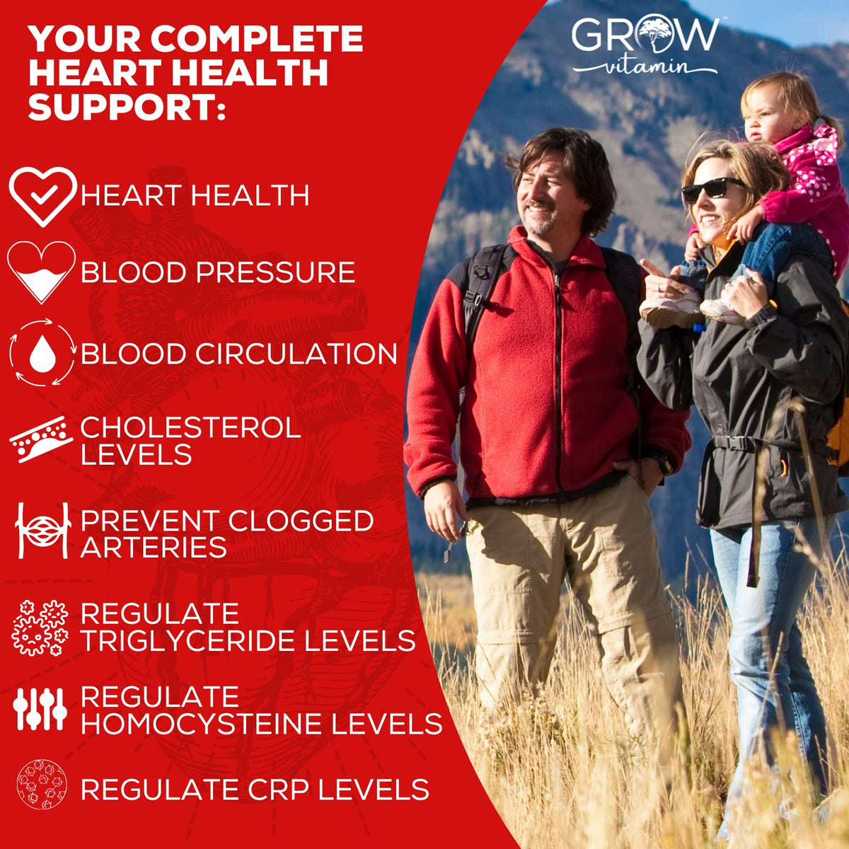 Grow Vitamin Heart Support Supplement - 90 Capsules - image 3