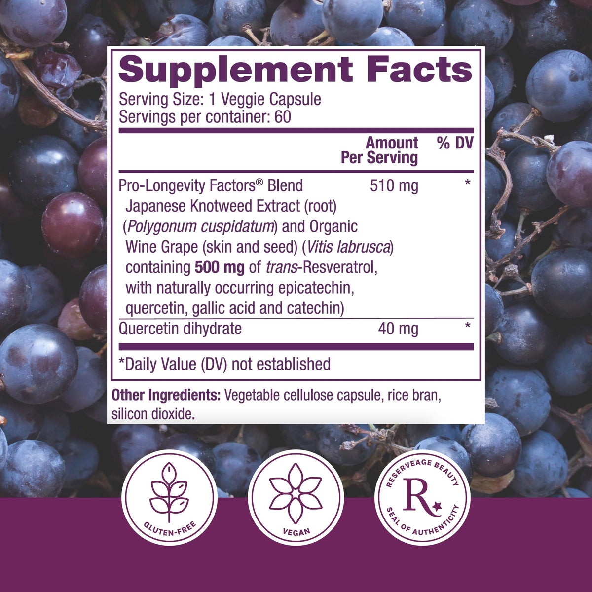Reserveage Beauty Resveratrol 500 mg
