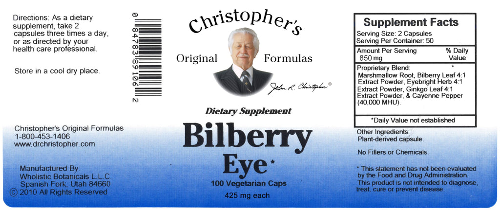 Christopher's Original Formulas Bilberry Eye 425 mg - 100 Vegetarian Capsules - image 4
