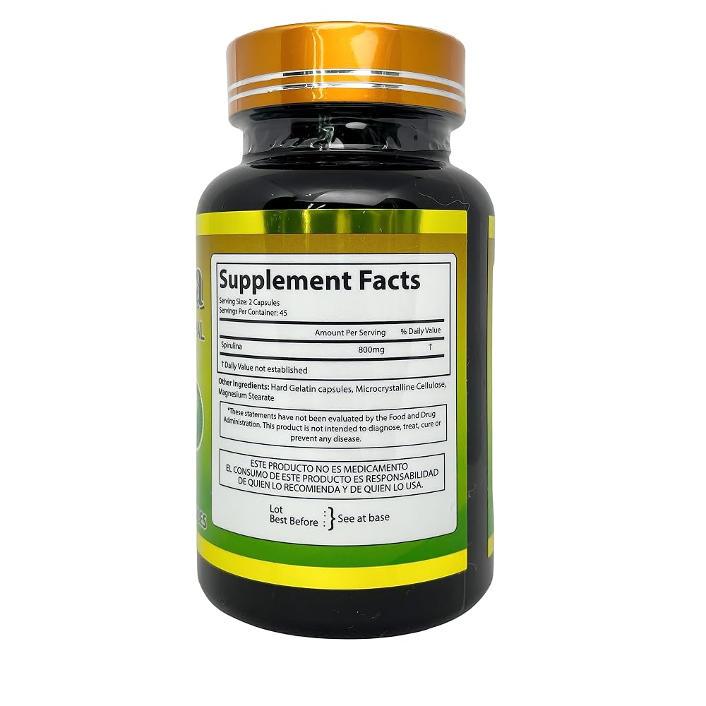 Productos El Colibri Spirulina 100% Natural - 90 Capsules - image 3