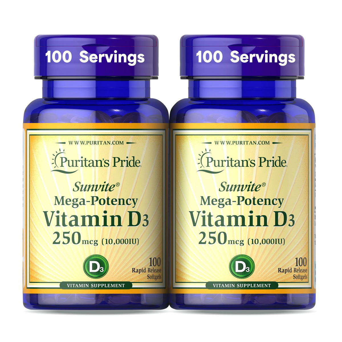 Puritan's Pride Vitamin D3 10,000 IU - 200 Softgels
