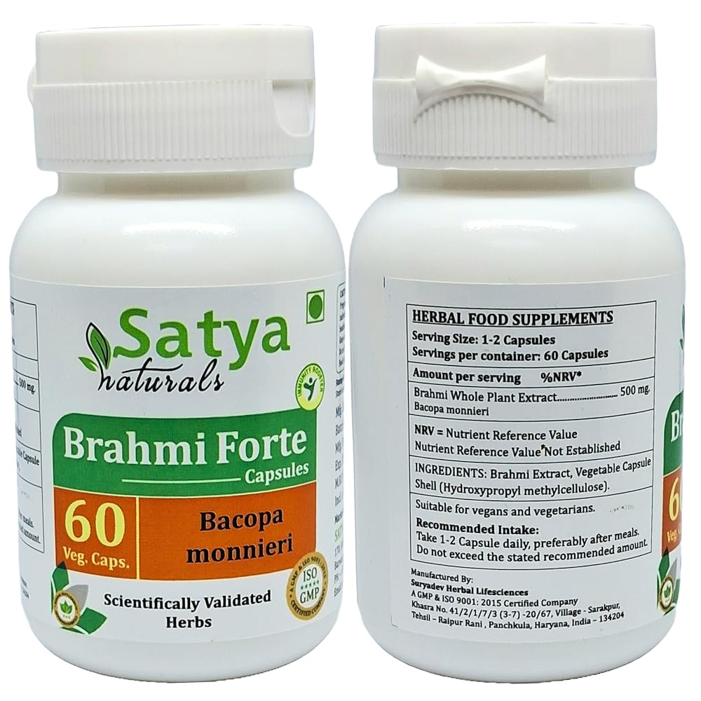 Satya Naturals Brahmi Forte Capsules 500 mg. 60 Veg. Capsule