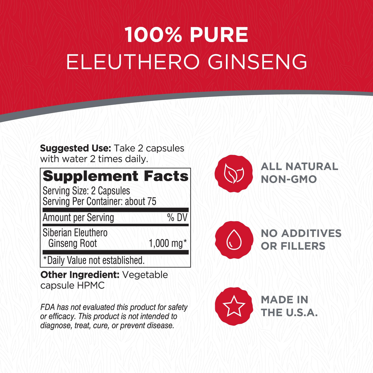 Dairyland Ginseng Siberian Eleuthero Root Capsules - 150 Count - image 2