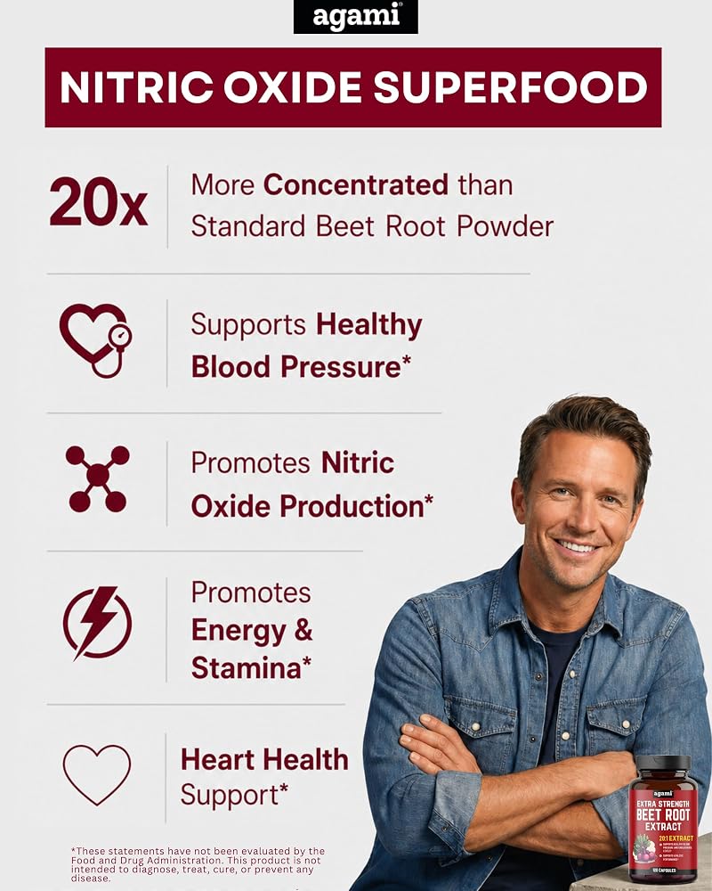 Agami Beet Root Capsules 500mg 20:1 Extract - 120 Capsules - image 2