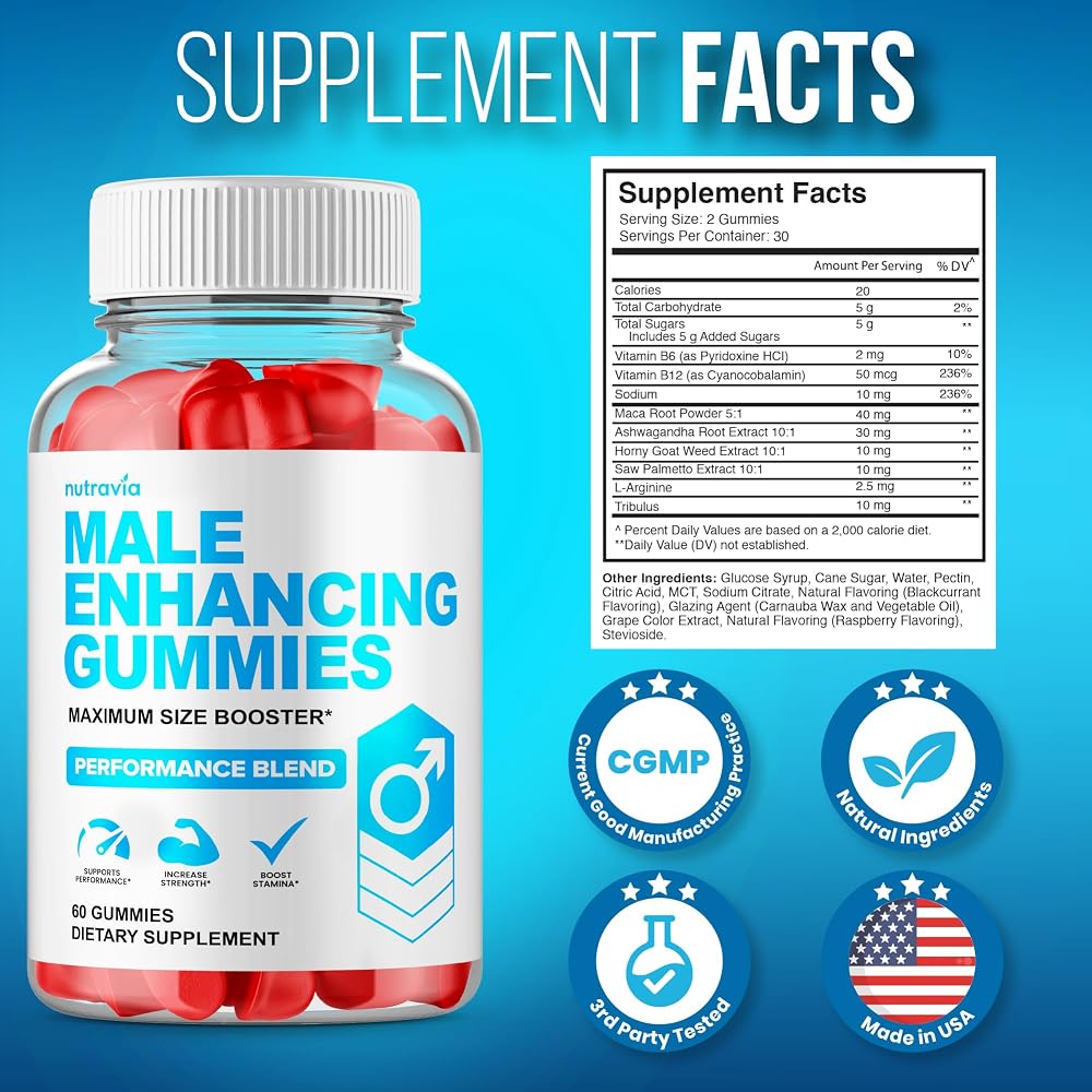 Nutravia Male Enhancing Supplement Gummies Testosterone Booster - 60 Gummies - image 6