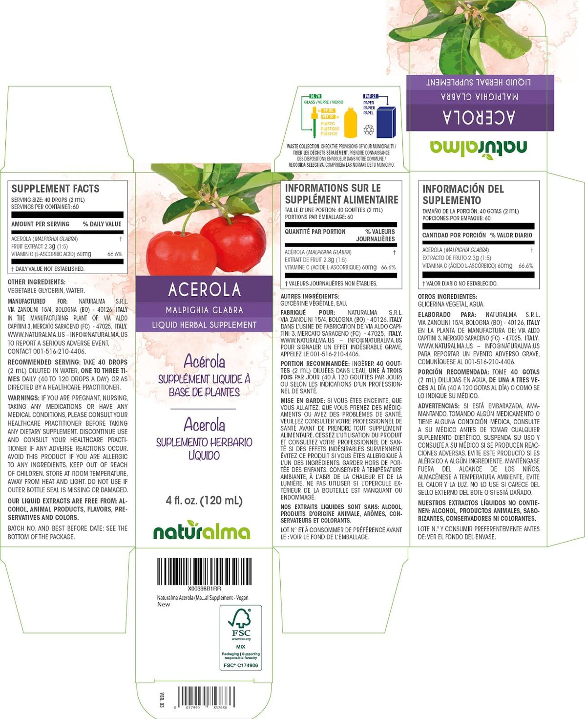 Naturalma Acerola Fruit Vitamin C Tincture - 4 fl oz - image 2
