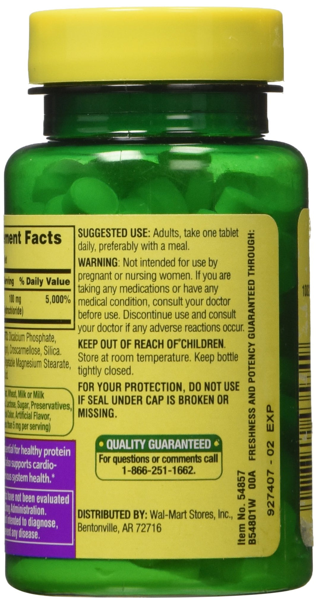 Spring Valley Vitamin B-6 Pyridoxine 100 mg - 250 Tablets - image 2