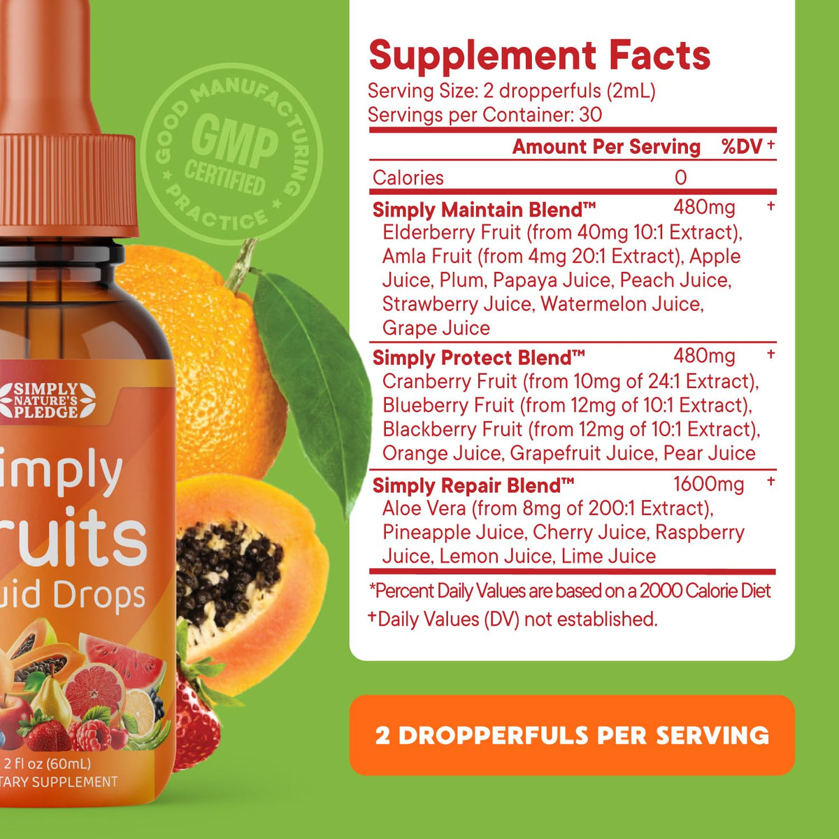 Simply Nature's Pledge Fruits & Vegetables Liquid Drops - 30 Servings - image 3