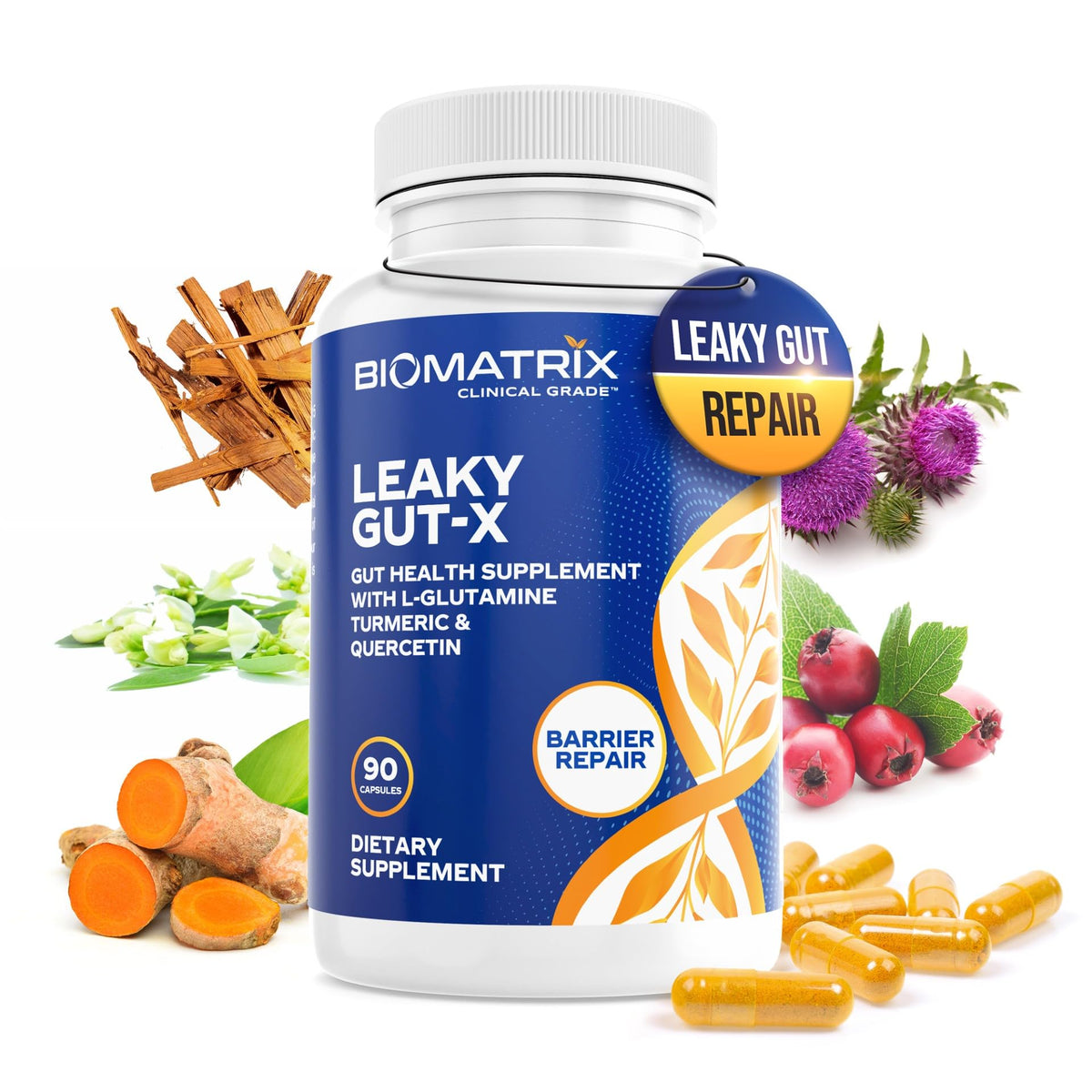 BioMatrix Leaky Gut Repair Supplement with L-Glutamine - 90 Capsules