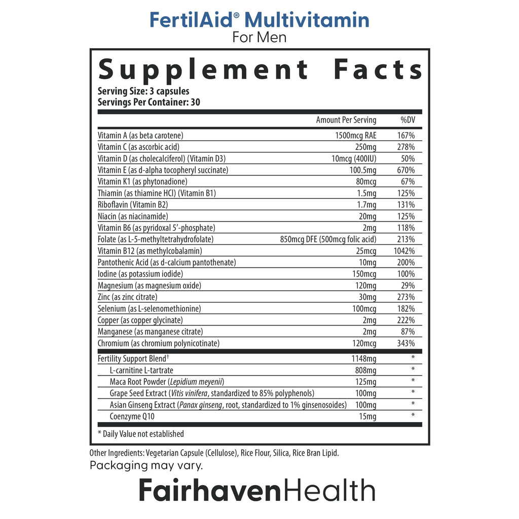 Fairhaven Health FertilAid Multivitamin Combo for Men - 90 Count - image 2