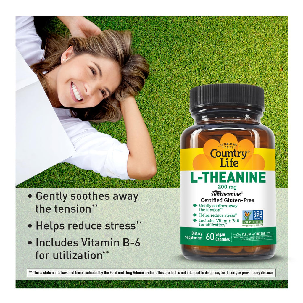 Country Life L-Theanine 200 mg with Vitamin B6 - 60 Capsules - image 6