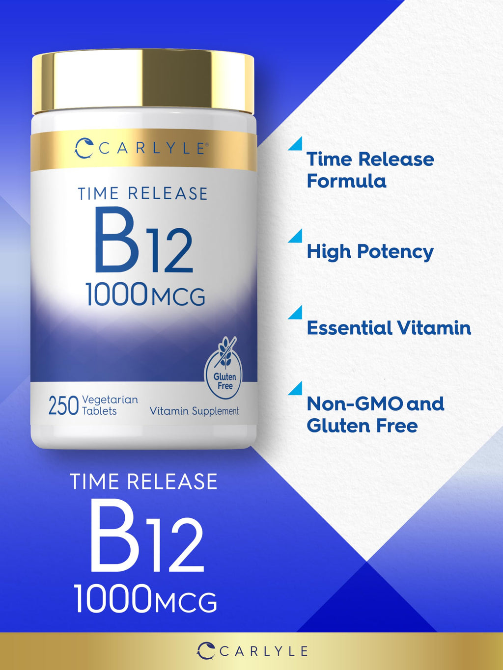 Carlyle B12 Vitamin 1000 mcg Time Release - 250 Tablets - image 4
