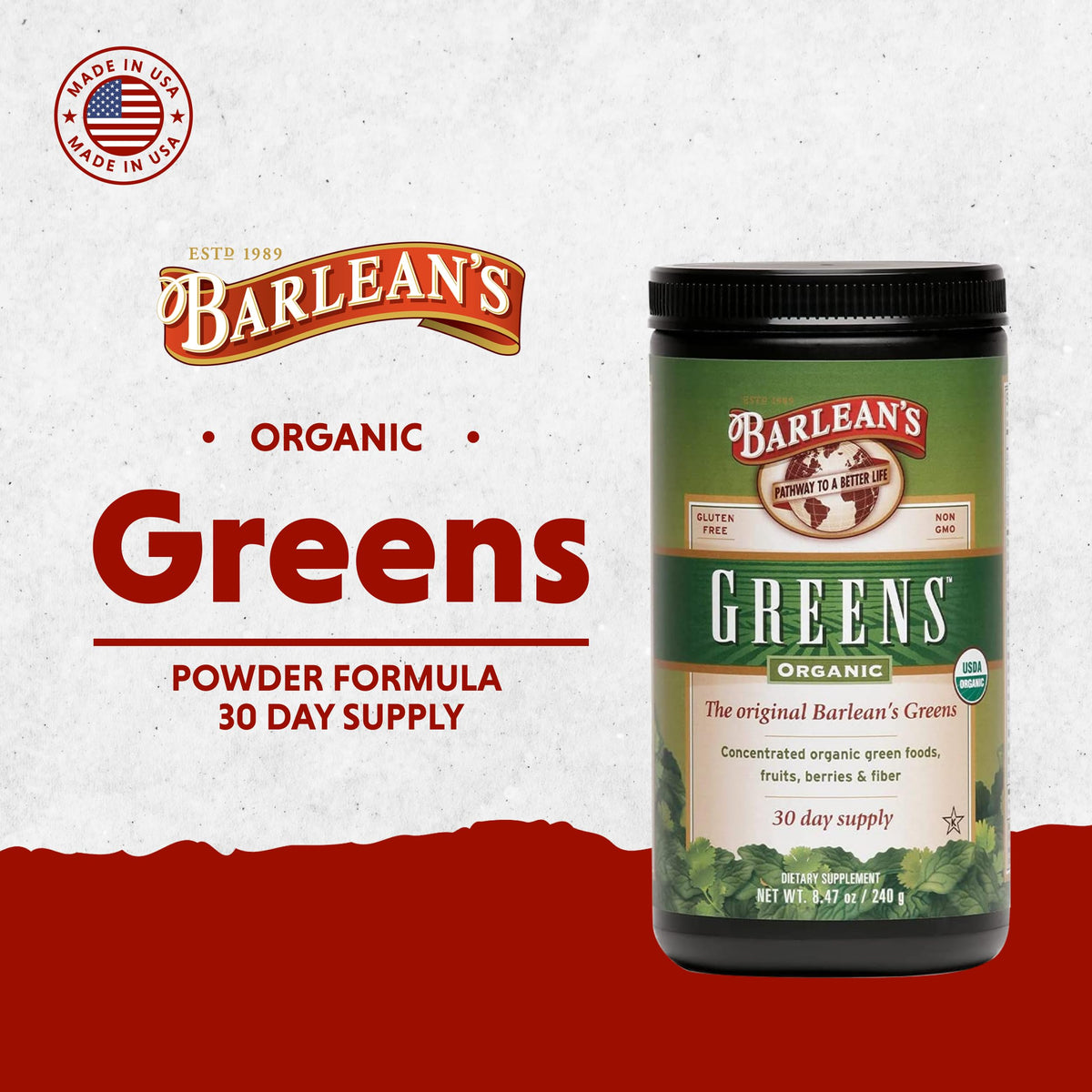 Barlean's Organic Greens Powder Superfood Drink Mix - 8.47 oz - image 3