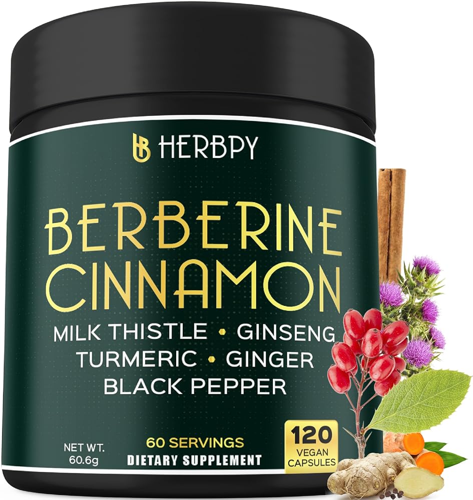 Herbpy 7in1 Premium Berberine HCl with Ceylon Cinnamon - 120 Capsules