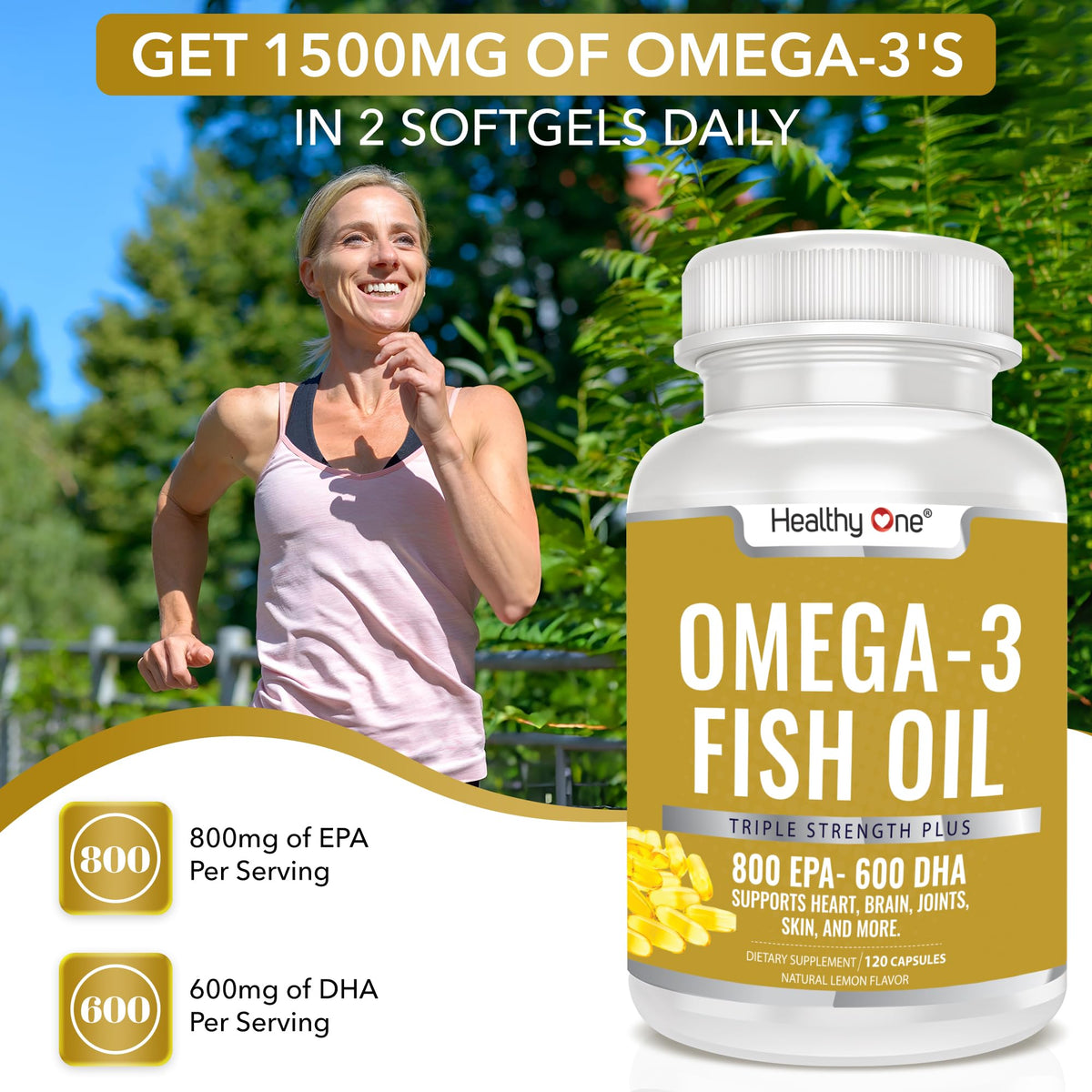Healthy One Omega 3-1400mg EPA & DHA - 2000mgs Triple Distilled Fish