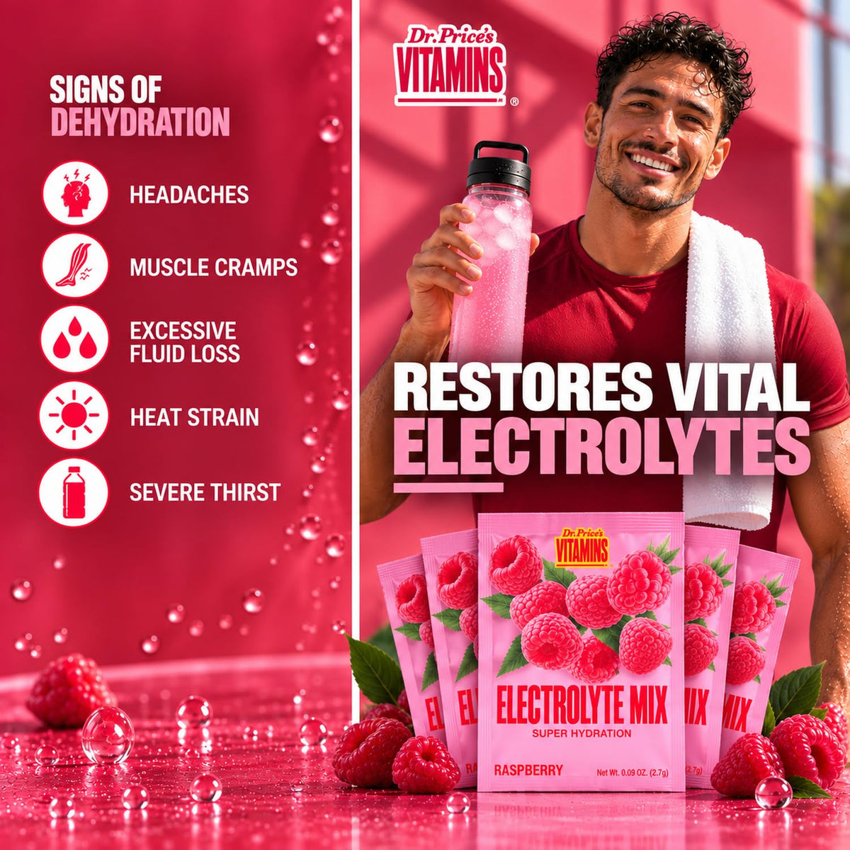 Dr. Price's Electrolytes Powder Packets Raspberry - 30 Packs - image 3