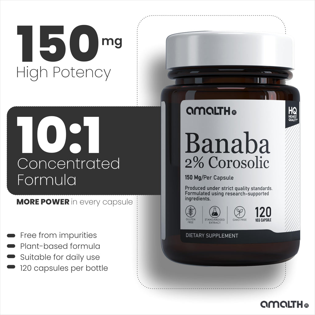 AMALTH Banaba Leaf Extract 150 mg - 120 Vegetarian Capsules - image 3