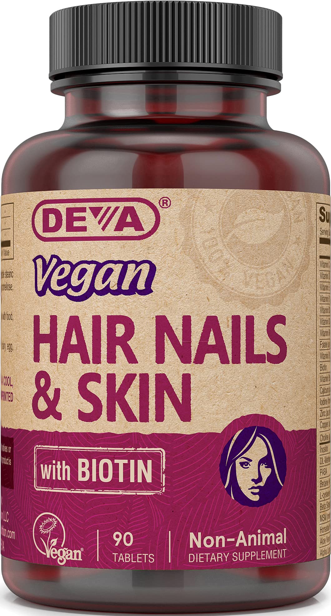 DEVA Vegan Hair, Nails & Skin Vitamins with Biotin - 90 Tablets