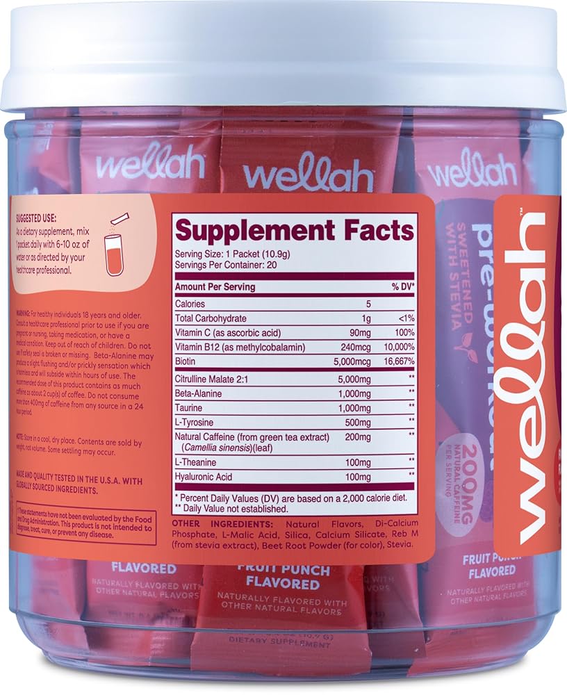 Wellah Get-Going Pre-Workout Stickpacks Fruit Punch - 20 Servings - image 4