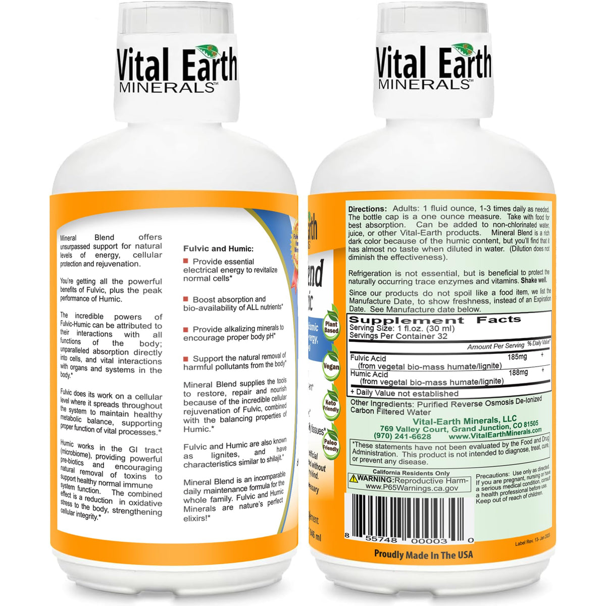 Vital Earth Minerals Fulvic Humic Mineral Blend Liquid - 3 x 32 Fl Oz - image 2