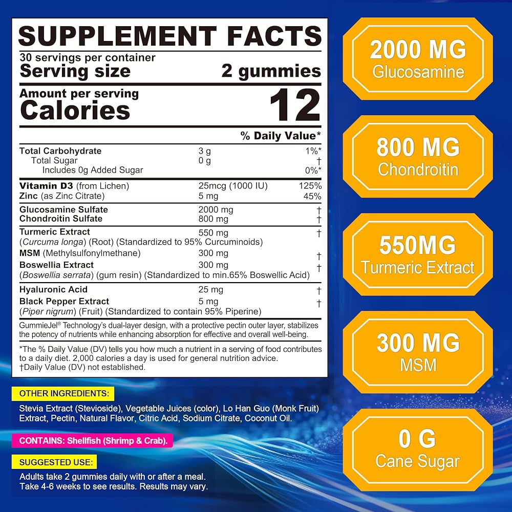 NEVISS Sugar Free Glucosamine Filled Gummies - Glucosamine Supplement