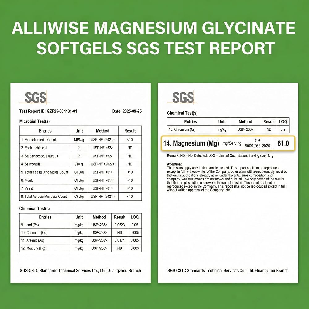 Alliwise Magnesium Glycinate Supplement 500mg