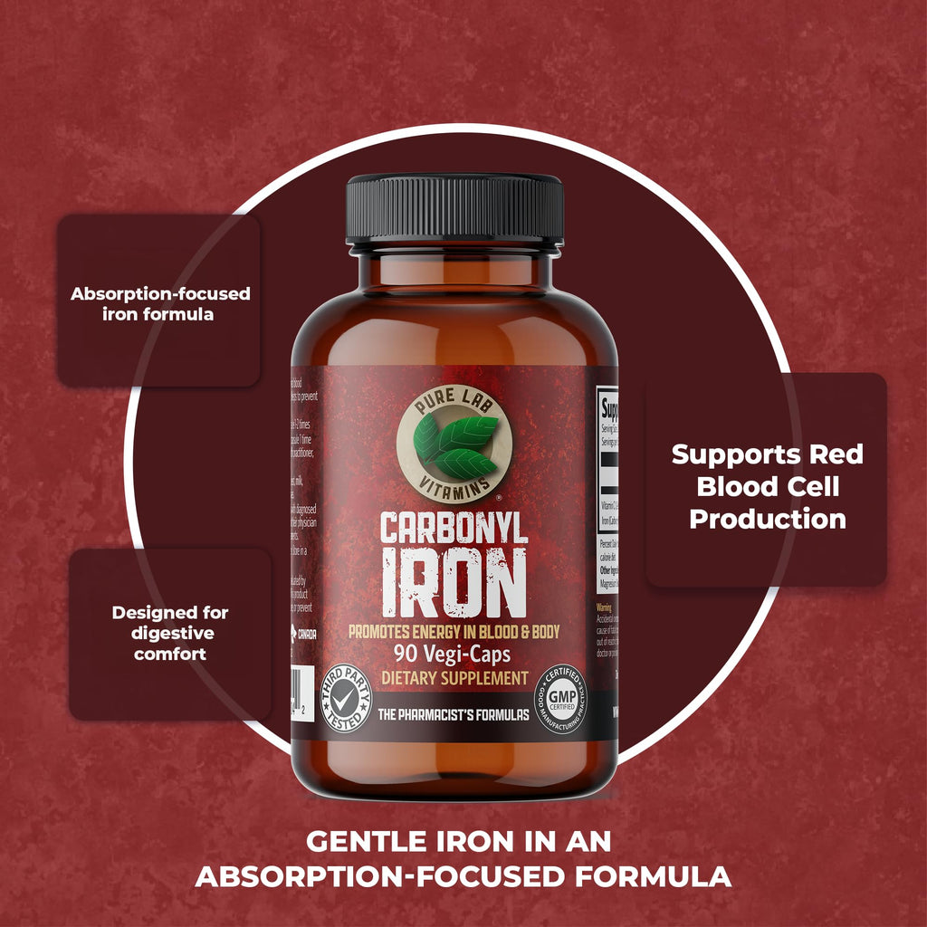 Pure Lab Vitamins Carbonyl Iron - 90 Vegetarian Capsules - image 3