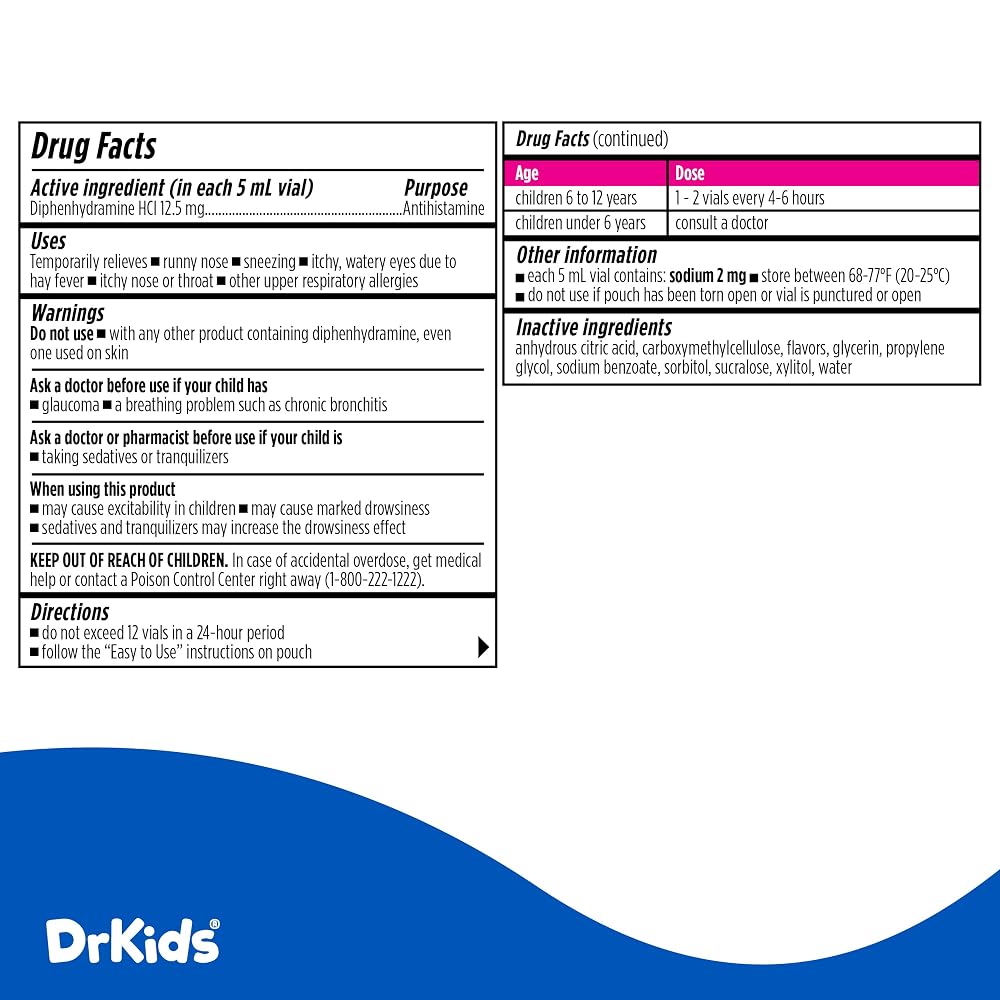 Dr. Kids Children's Allergy Relief Medicine Mixed Berry - 20 Vials - image 5