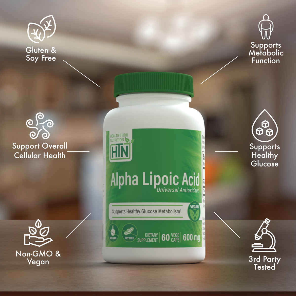 Health Thru Nutrition Alpha Lipoic Acid (ALA) 600mg Vegecaps - Vegan