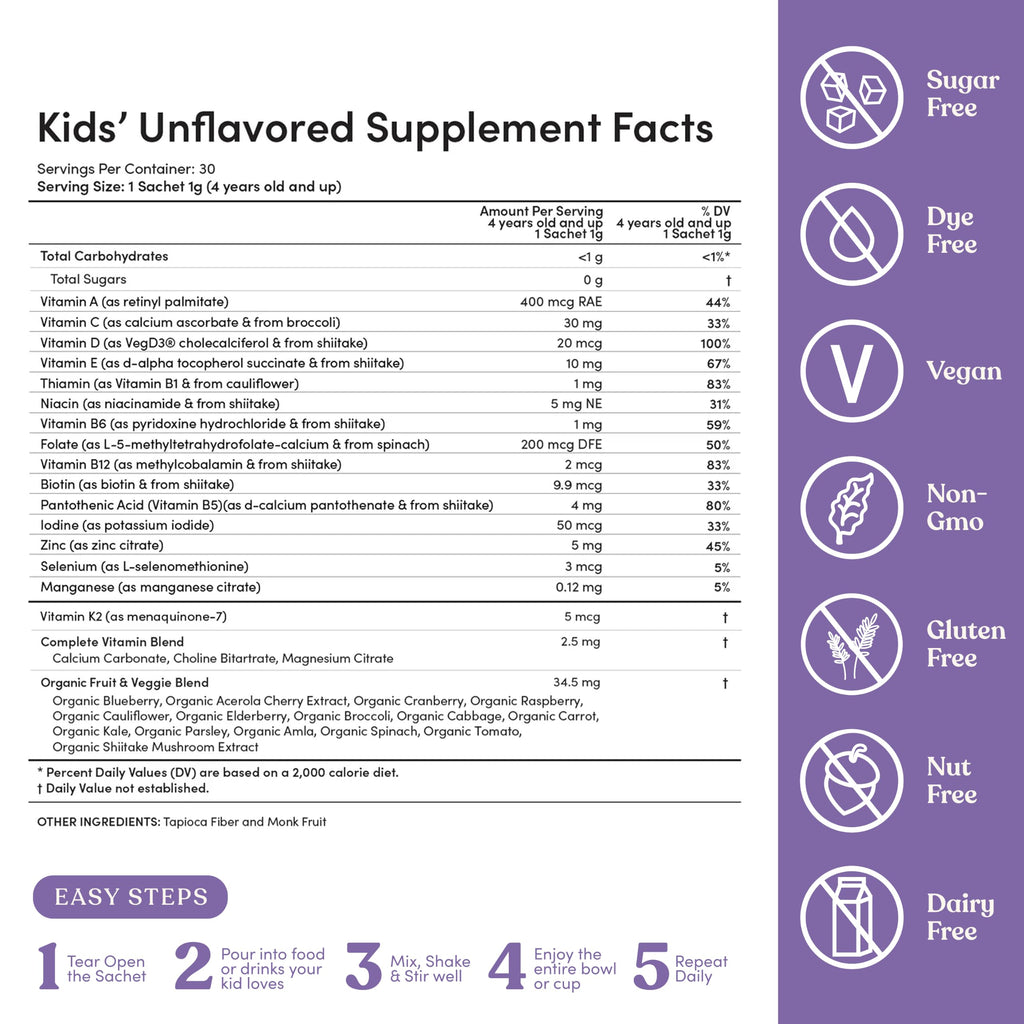 ELLAOLA Kids Multivitamin Powder Tasteless - 30 Sachets - image 4