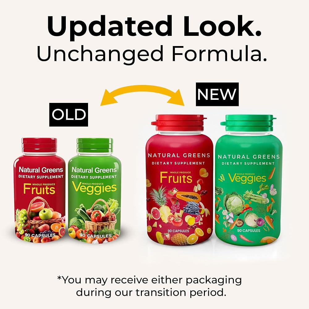 Natural Greens Fruits and Veggies Whole Produce Supplement - 180 Capsules - image 2