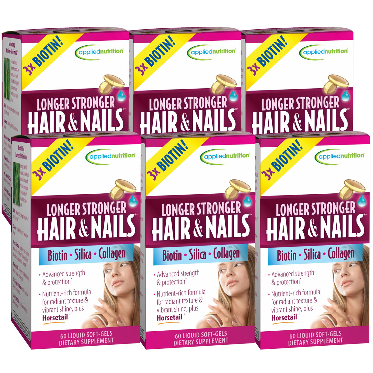 Applied Nutrition Longer Stronger Hair & Nails - 60 Liquid Soft-Gels