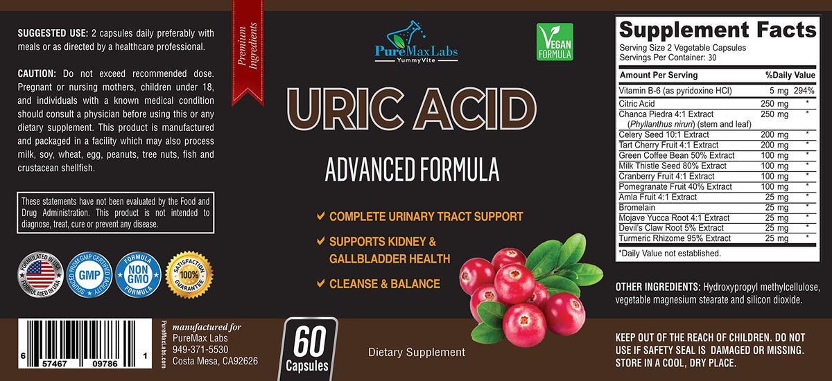 YUMMYVITE Uric Acid Advanced Formula - 60 Capsules - image 6