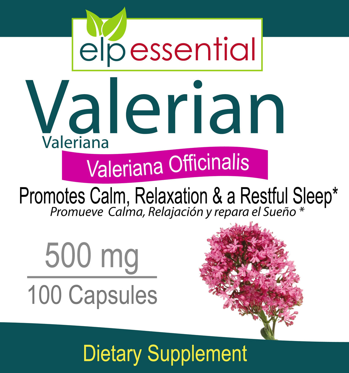 ELP ESSENTIAL Valerian Root 500mg Organic Capsules - 100 Count - image 2