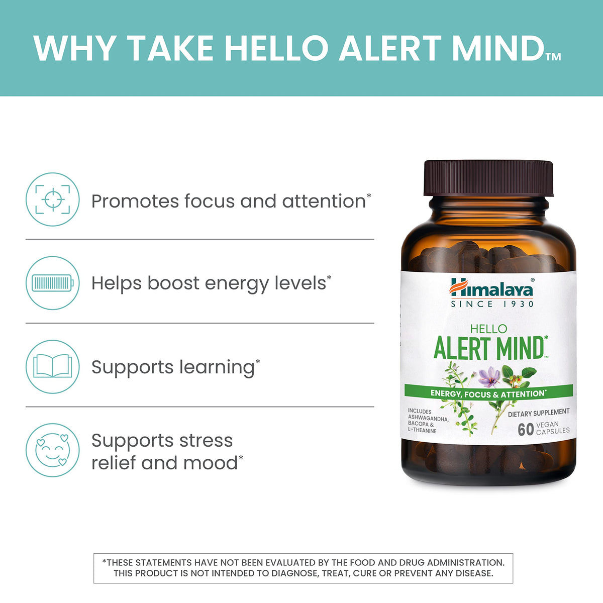 Himalaya Hello Alert Mind Supplement with L-Theanine - 60 Capsules - image 4