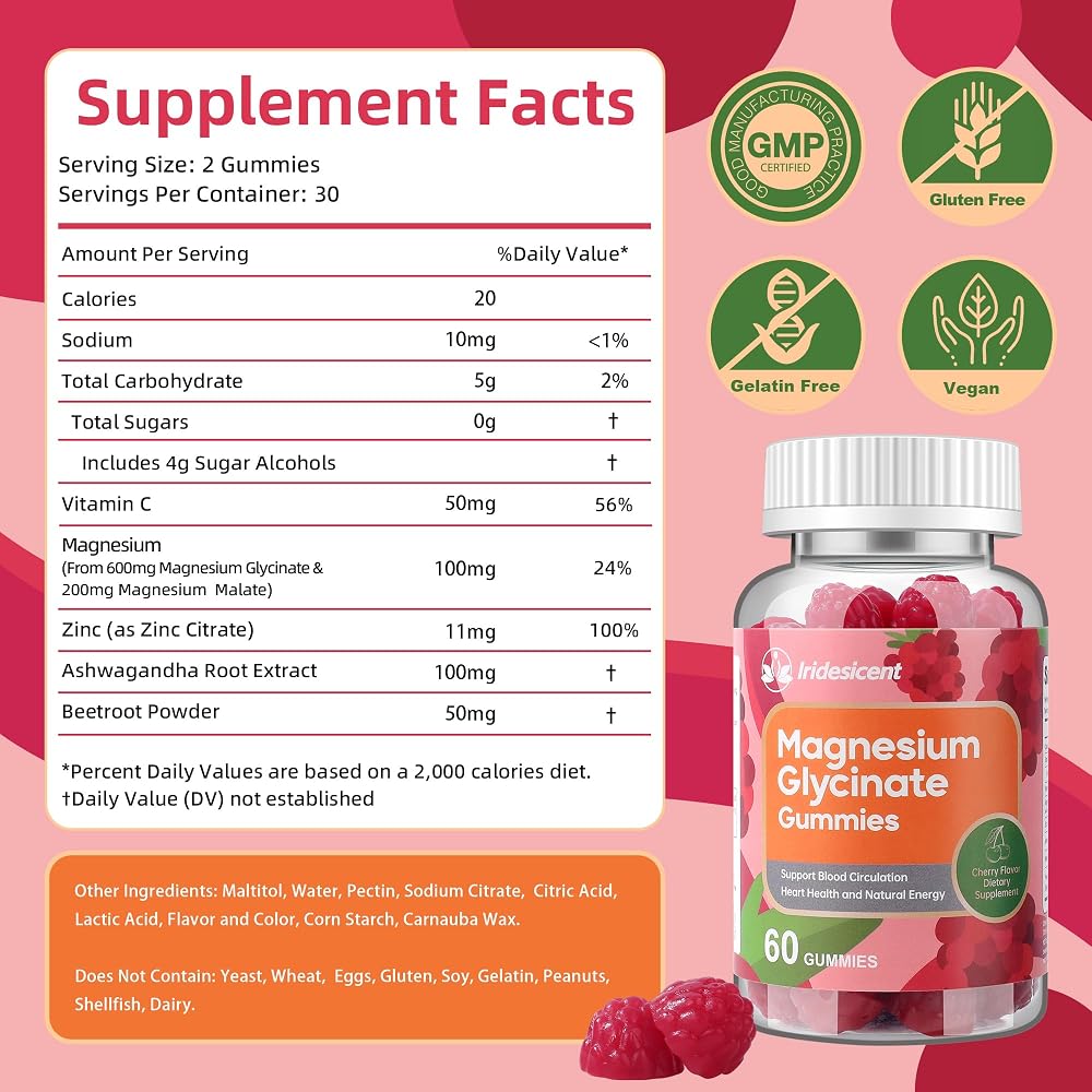 IRIDESICENT Magnesium Glycinate Gummies 400mg