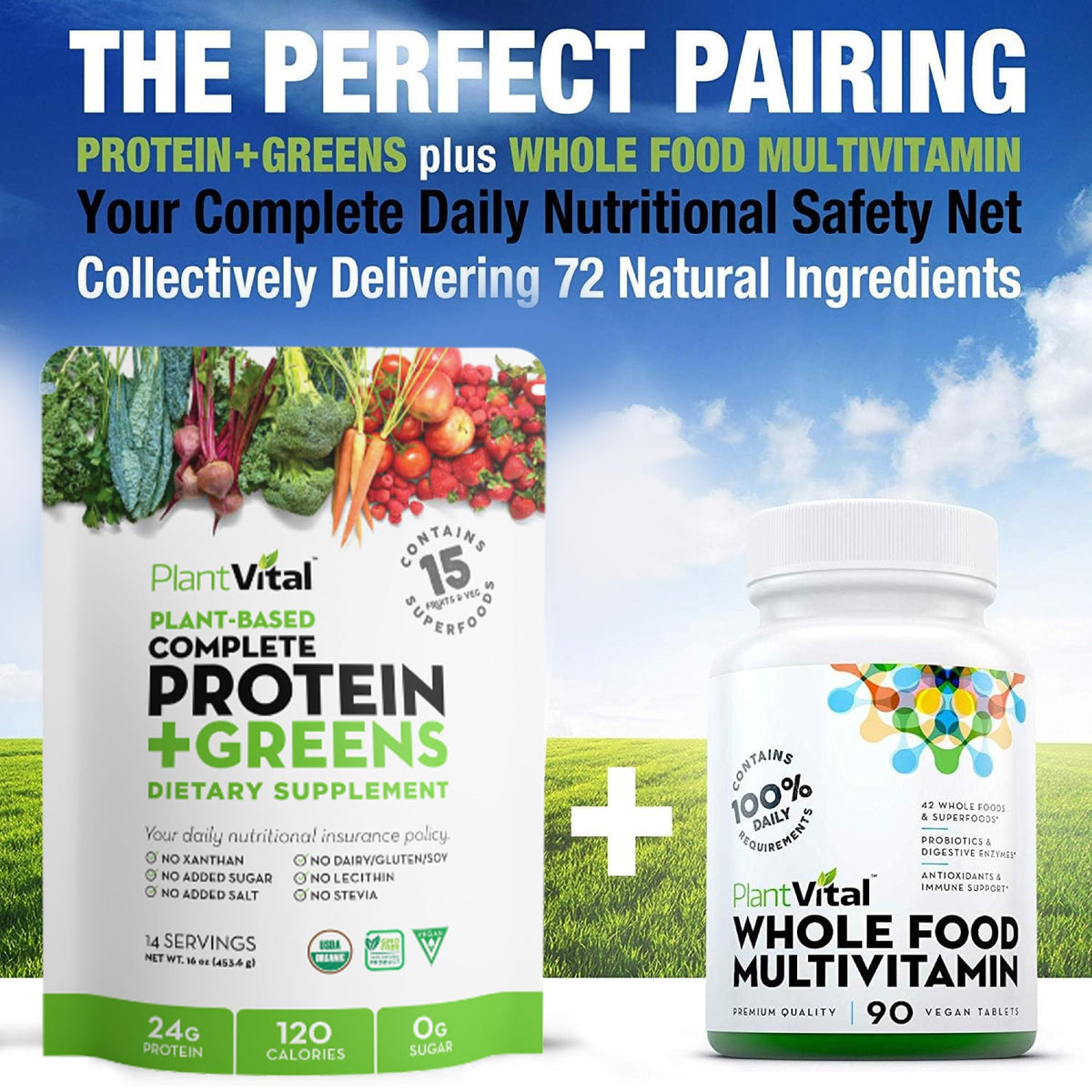 Plantvital Unflavored Organic Vegan Protein Powder - 18 Superfoods